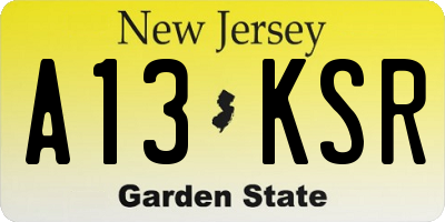 NJ license plate A13KSR