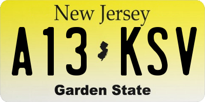 NJ license plate A13KSV