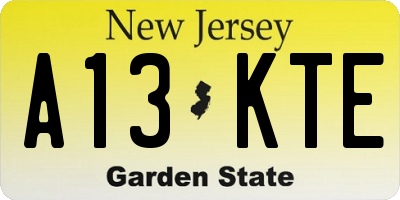 NJ license plate A13KTE