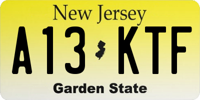 NJ license plate A13KTF