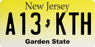 NJ license plate A13KTH