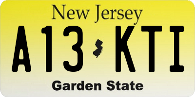 NJ license plate A13KTI