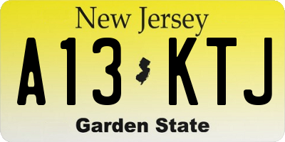 NJ license plate A13KTJ