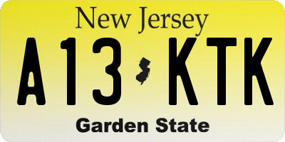 NJ license plate A13KTK