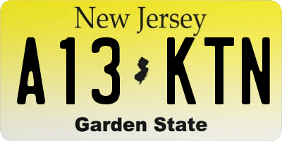 NJ license plate A13KTN