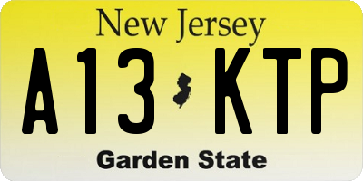 NJ license plate A13KTP