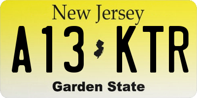 NJ license plate A13KTR