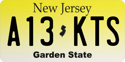 NJ license plate A13KTS