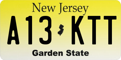 NJ license plate A13KTT