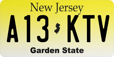 NJ license plate A13KTV