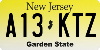 NJ license plate A13KTZ