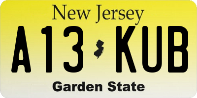 NJ license plate A13KUB