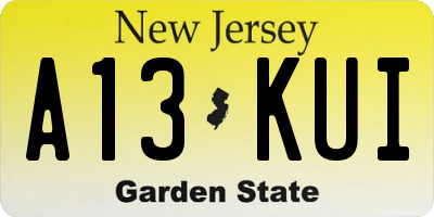 NJ license plate A13KUI