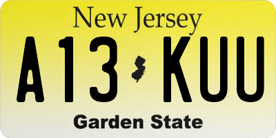 NJ license plate A13KUU