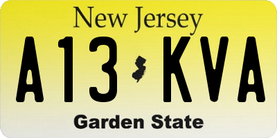 NJ license plate A13KVA