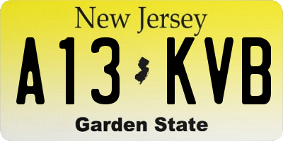 NJ license plate A13KVB