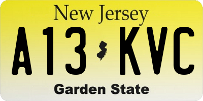 NJ license plate A13KVC