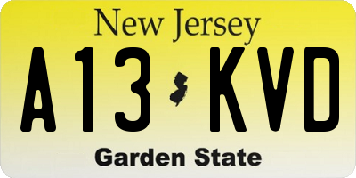 NJ license plate A13KVD