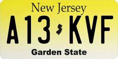 NJ license plate A13KVF