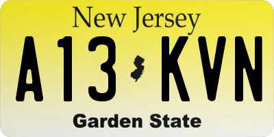 NJ license plate A13KVN