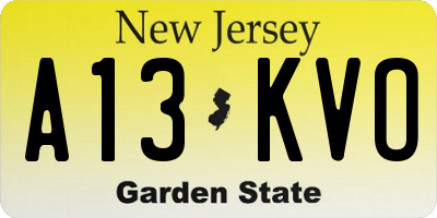 NJ license plate A13KVO