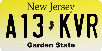 NJ license plate A13KVR