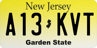 NJ license plate A13KVT