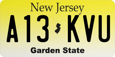 NJ license plate A13KVU