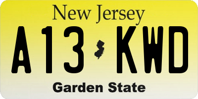 NJ license plate A13KWD