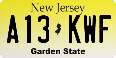 NJ license plate A13KWF