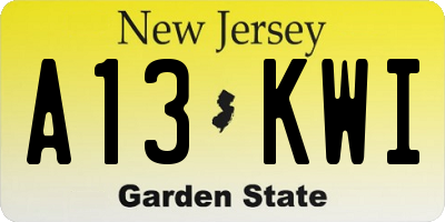 NJ license plate A13KWI