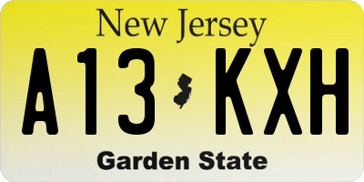 NJ license plate A13KXH