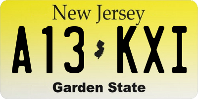 NJ license plate A13KXI