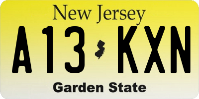 NJ license plate A13KXN