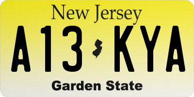 NJ license plate A13KYA