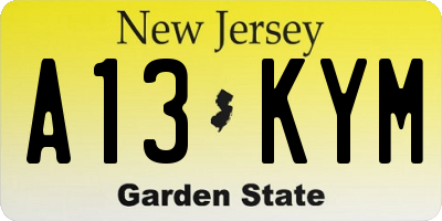 NJ license plate A13KYM