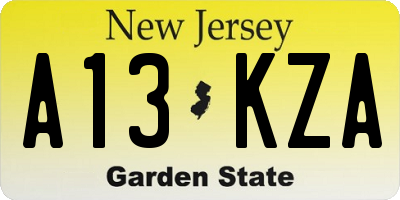 NJ license plate A13KZA