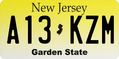 NJ license plate A13KZM