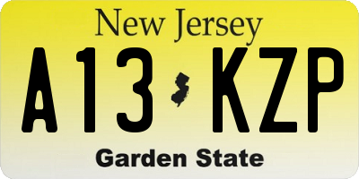 NJ license plate A13KZP