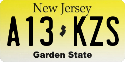 NJ license plate A13KZS