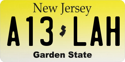 NJ license plate A13LAH