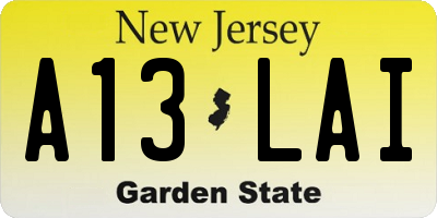 NJ license plate A13LAI