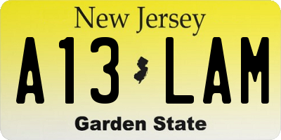 NJ license plate A13LAM