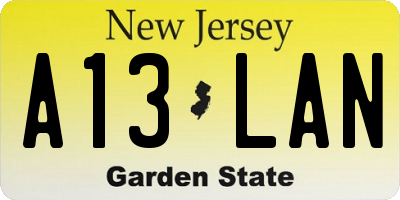 NJ license plate A13LAN
