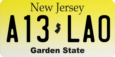 NJ license plate A13LAO