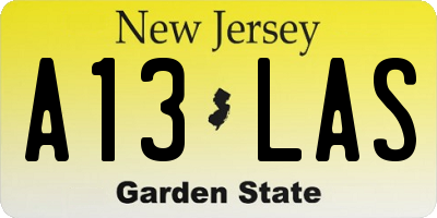 NJ license plate A13LAS