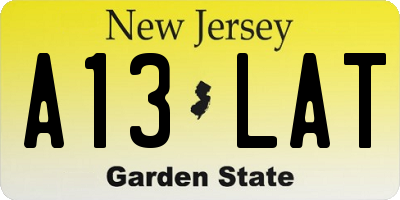 NJ license plate A13LAT