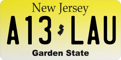 NJ license plate A13LAU
