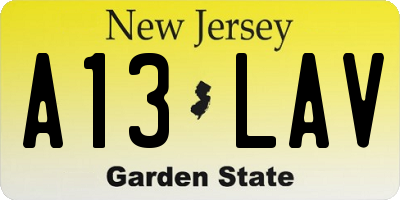 NJ license plate A13LAV
