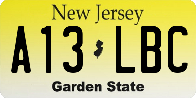 NJ license plate A13LBC
